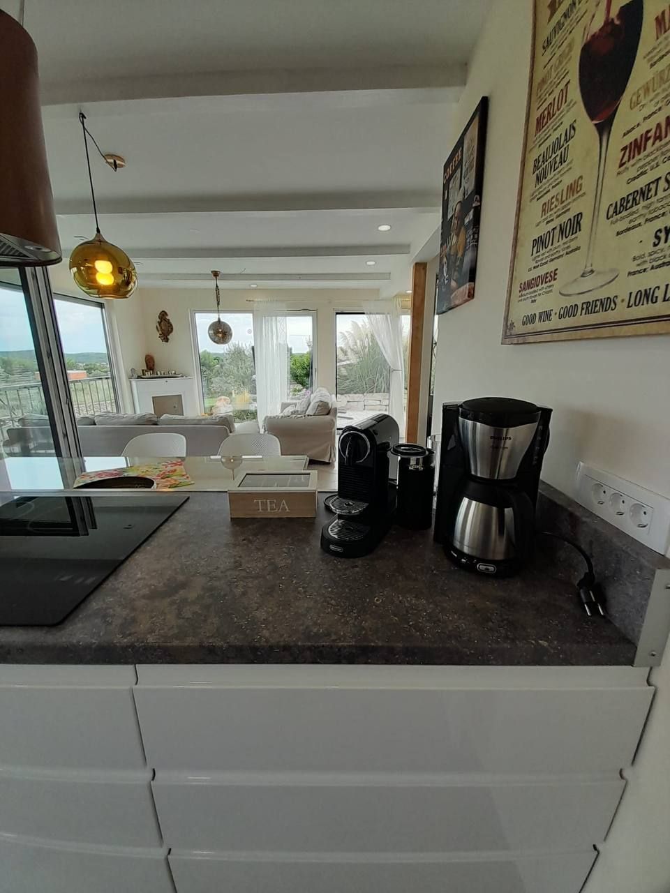 Kitchen with coffee machine