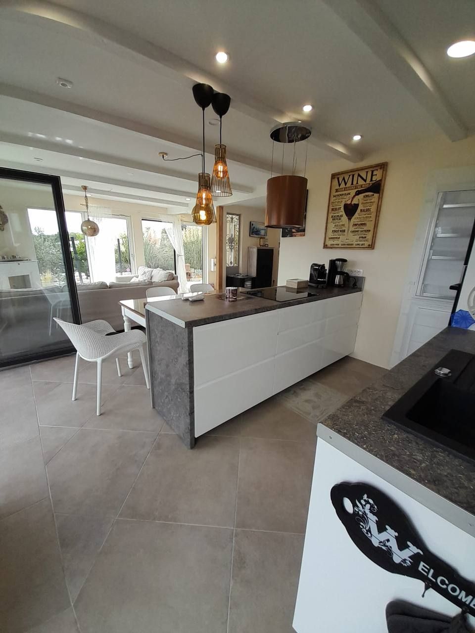 Open-plan kitchen with island