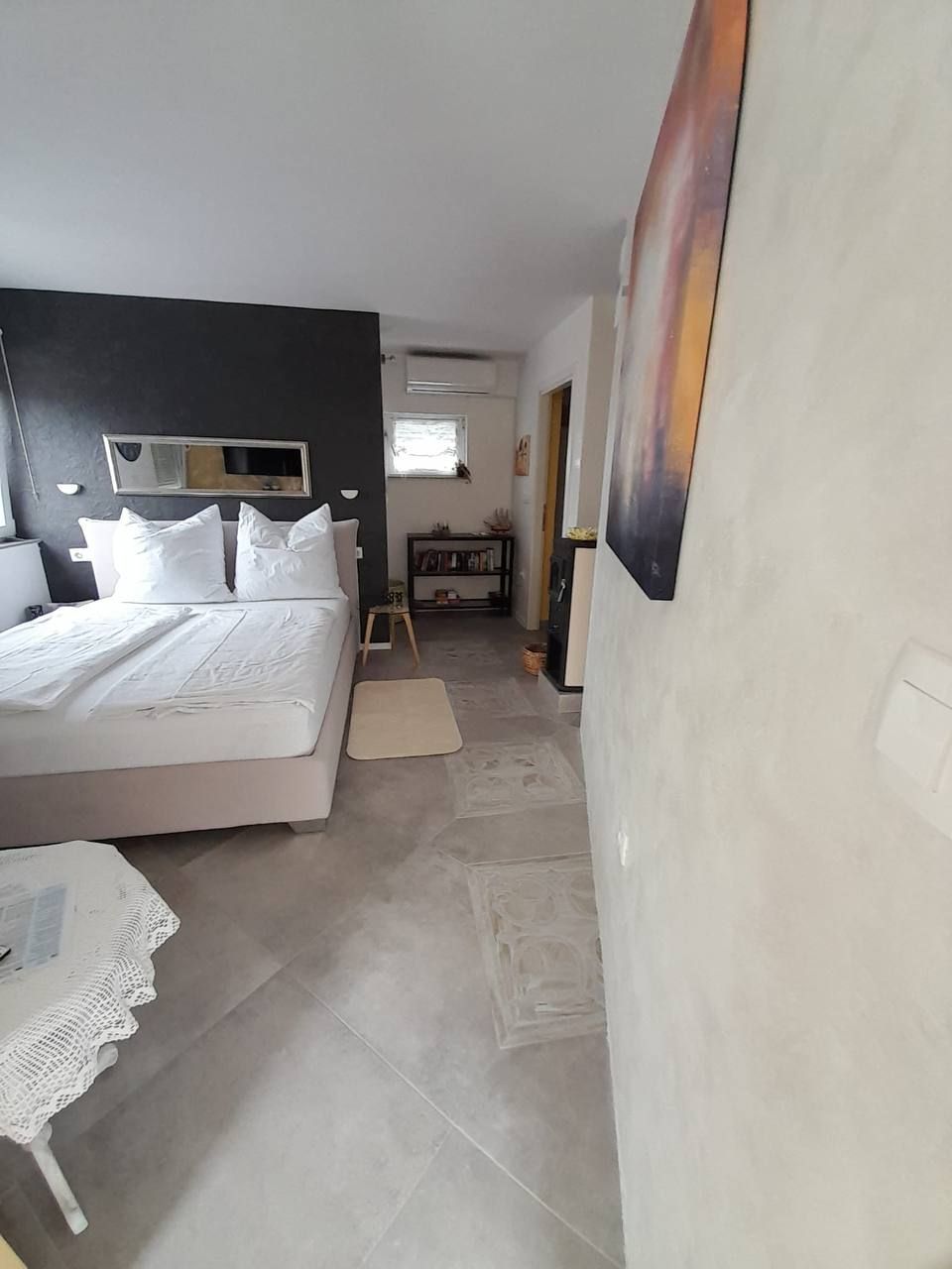 Bedroom with white bed linen