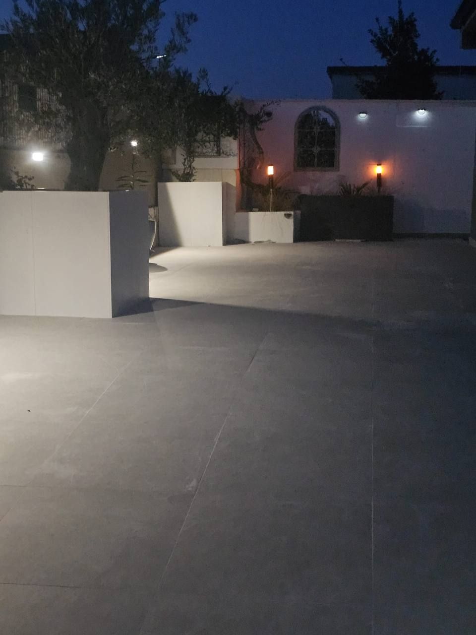 Large terrace at dusk